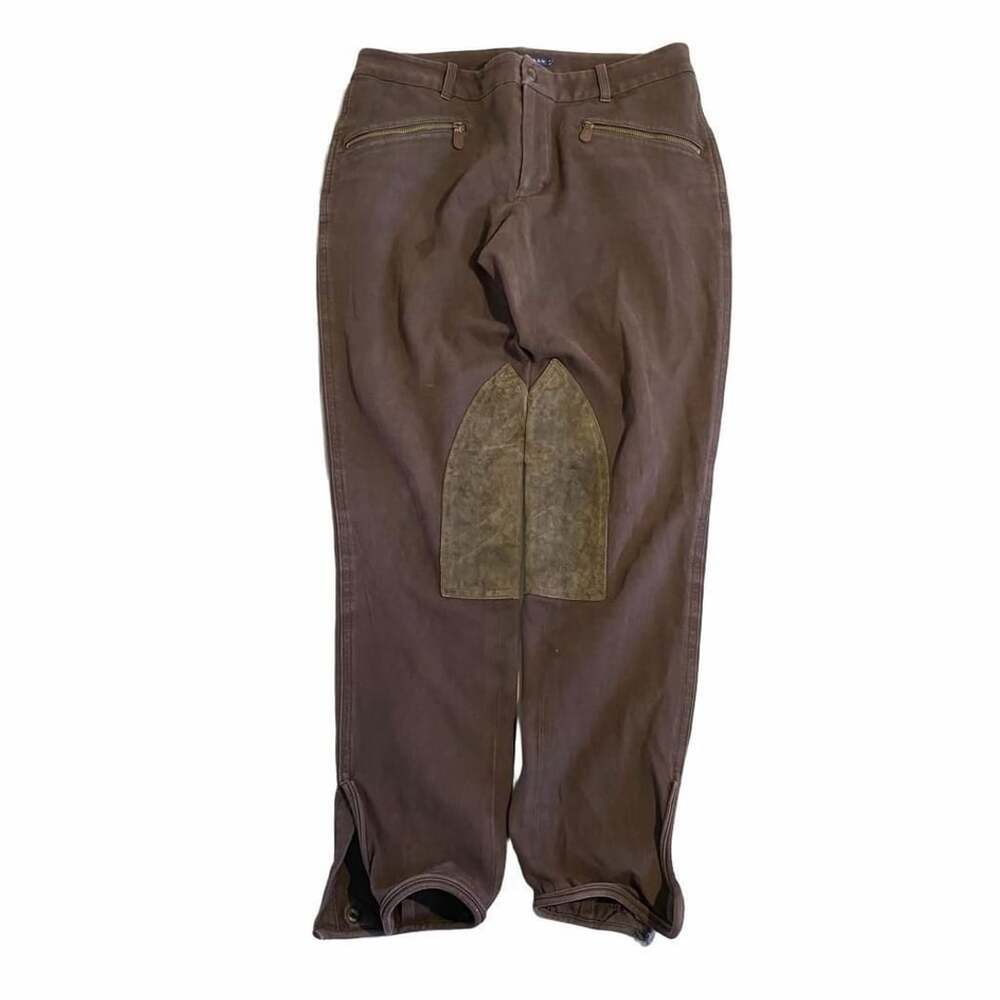 Ralph Lauren Equestrian Riding Breeches Size 8 Brown Cotton Suede Knee Patches